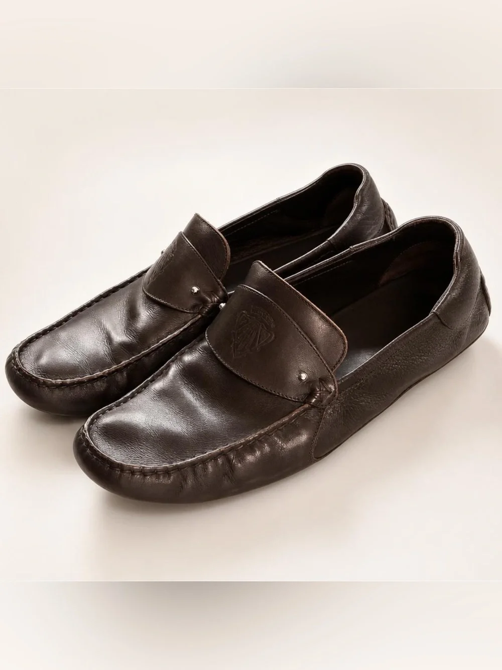 Gucci Hysteria Leather Driving Loafers, brown, 11, Fair